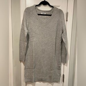 NWT Old Navy Size S Gray So Soft V Neck Long Sleeve Pullover Sweater Mini Dress